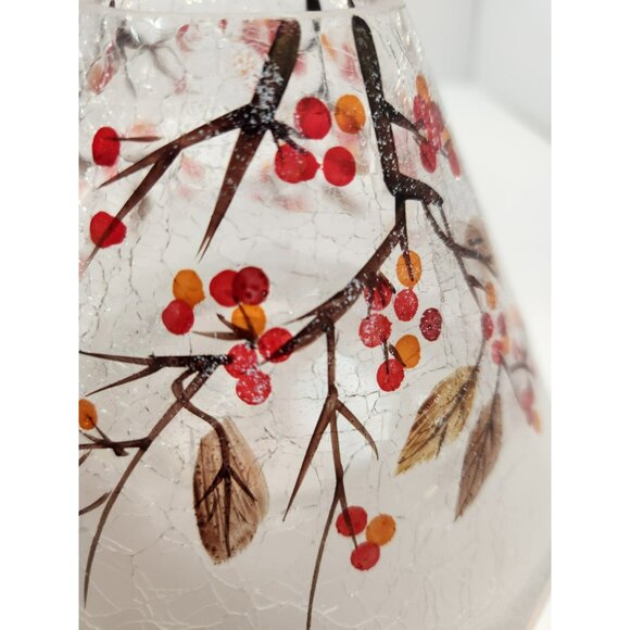 Yankee Candle Crackle Berry Jar Shade Frosted w/ Glitter Red Orange Green New - Picture 7 of 9